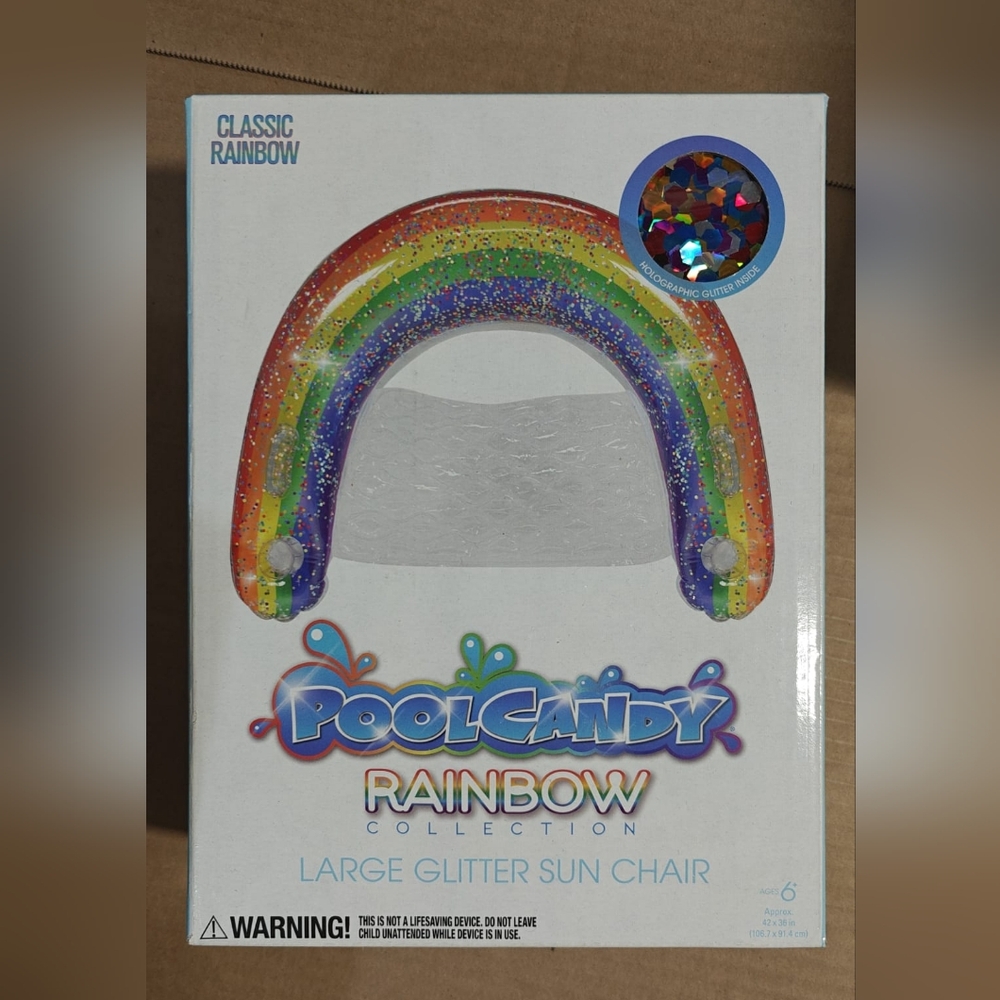 Inflatable Sun Chair Rainbow Classic Glitter PoolCandy